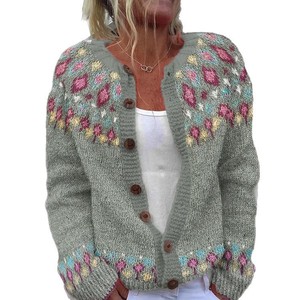 Jerseys cárdigan informales personalizados del fabricante para <span class=keywords><strong>mujer</strong></span> estilos <span class=keywords><strong>de</strong></span> botones <span class=keywords><strong>de</strong></span> temporada <span class=keywords><strong>de</strong></span> invierno - Product Image 5