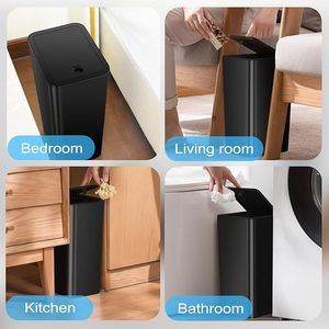 3 Pack Bathroom Small <strong>Trash</strong> <strong>Can</strong> with Lid,10L Slim Garbage Bin with Pop-Up Lid for Bedroom, Office, Fits Under Desk/Cabinet - Product Image 3