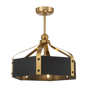 Tối Giản Sử Dụng Nhà Điều Khiển Từ Xa Đèn Chùm Phòng Khách Phòng Ngủ Nghệ Thuật Màu Đen <span class=keywords><strong>Fan</strong></span> Thép Lưỡi Quạt Trần Với Ánh Sáng - Product Image 2