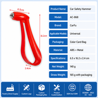 Martillo de Seguridad Universal para Auto CarFu AC-868, Rompeventanas, Herramienta de Escape, Mango de Metal ABS, Logotipo Personalizado al por Mayor