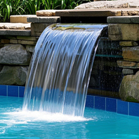 Fontaine murale en cascade NanRun AW-90 en acier inoxydable avec éclairage LED personnalisable, pour piscine et jardin extérieurs