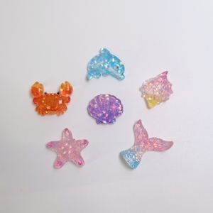 Cabochon in Resina <span class=keywords><strong>a</strong></span> Forma di Creature Marine: Granchio, Stella Marina, Sirena, Conchiglia, Delfino per Lavoretti Fai-da-Te, Decorazione per Coperchi di Globi di Neve e Tazze - Product Image 3