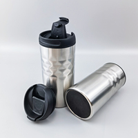 Gobelet à café réutilisable Diamond 350 ml, design classique, intérieur en plastique et extérieur en acier inoxydable