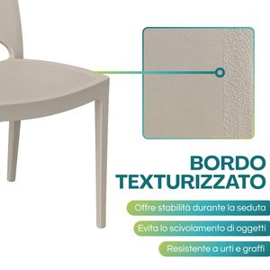 Grandsoleil Sedie da Giardino in Polipropilene Color Juta 47x51x80 Cm Impilabili Senza Braccioli per Esterni - Product Image 3