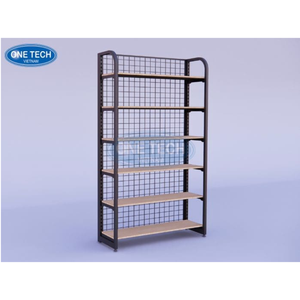 Étagères en bois avec structure en fer personnalisables / rayonnages gondoles Vietnam One Tech Wood Supermarket Rack, étagère perforée légère - Product Image 6