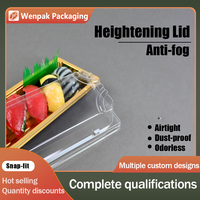 Caja Desechable de PET para Sushi para Llevar, con Tapa Antivaho Personalizable y Ajustable en Altura, Logotipo Dorado en RPET