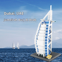 Modèle de construction en blocs de plastique ABS de l'hôtel Oberoi Yacht à Dubaï, Émirats arabes unis, série Monuments architecturaux mondiaux, jouets pour enfants