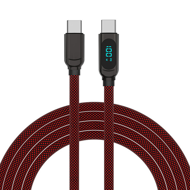100W Type C to USB C Cable with LED Display Compatible 66W/100W PD Fast Charging Charger Cord for Phone 15 MacBook Pro Samsun