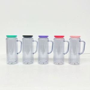 Wholesale Bulk Customized Clear 20 Oz Snow Globe Tumbler Handle 16Oz Acrylic <b>Double</b> <b>Walled</b> Coffee <b>Mug</b> With Pre Drilled Hole - Product Image 2