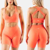 Logo personnalisé shorts de yoga 2 pièces de haute qualité pour femmes shorts de fitness ensembles de soutien-gorge de sport avec haut dans le dos croisé