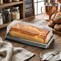 Boîte à pâtisserie rectangulaire longue en PET de qualité alimentaire, base transparente, conteneur en plastique pour gâteau roulé, emballage individuel pour boulangerie, sushi, pain