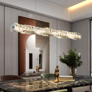 Éclairage Moderne Long Rectangle Suspendu Lumières Salle À Manger Lustres En Cristaux Led - Product Image 3