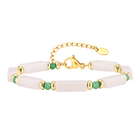 Bracelets porte-bonheur vintage en pierre naturelle agate blanche et jade vert bambou de Bingxin Jewelry pour femmes