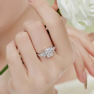 Bagues de fiançailles Dylam 3CT en argent sterling 925 pour femmes, bagues de promesse à taille radiant pour elle, alliances en zircone cubique 8A CZ - Product Image 5