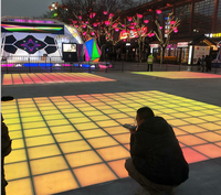 Lampu bata Panel bercahaya badan kaca berubah warna lampu pernikahan lantai dansa cermin LED 3 dalam 1 RGB Abyss portabel Populer