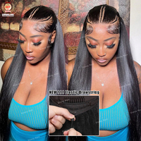 Perruque en cheveux humains 3-en-1 à cordon élastique, lisse, demi-lace, sans colle, installation rapide, facile pour les débutantes, pour femmes - Meilleures ventes