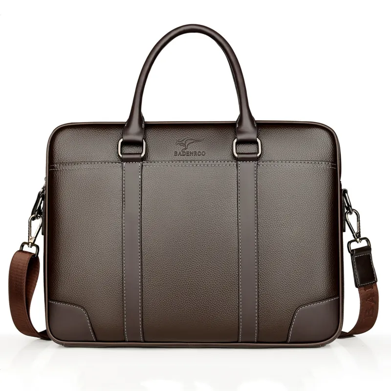 Black Custom Slim Executive Travel Bag Handbag Messager Bag 2 Ways Use MenのPU Leather Business Laptop Briefcase