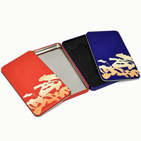 Caja de hojalata con patrón de salpicaduras cian y amarillo, mini estuche metálico portátil para almacenamiento, con logotipo de marca personalizado en relieve