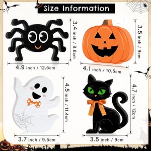 Décoration de table en bois pour Halloween, ensemble de 4 pièces, panneaux en forme de fantôme, chat noir, araignée, <span class=keywords><strong>citrouille</strong></span> pour la fête d'Halloween, décoration de la maison - Product Image 4