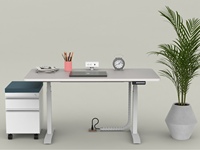 Bureau d'ordinateur moderne en bois massif OMNI, poste de travail PC, bureau assis-debout, bureau à domicile, bureau électrique réglable en hauteur
