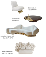 Ensemble complet de salon personnalisable, canapé-lit en cuir et tissu haute densité de qualité supérieure pour villa de luxe