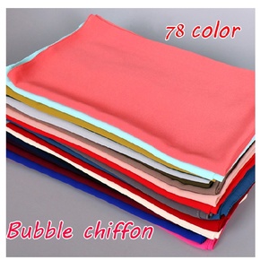 2022 Wholesale Hot Sale 78 Colors Islam Malaysia Hijab Muslim Georgette Bubble Chiffon Scarf Plain Solid Color Wrap <strong>Shawl</strong>