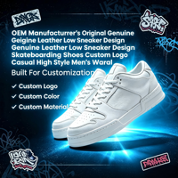Chaussures de skate décontractées haut de gamme pour hommes en cuir premium à lacets – Collection Printemps-Été-Automne / Grandes tailles