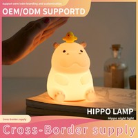 Veilleuse LED créative en silicone Hippo - Lampe tactile rechargeable USB pour chambre d'enfant et éclairage d'ambiance de chevet