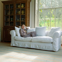 Canapé double trois places en tissu de lin blanc de style nord-européen et américain, amovible et lavable, meubles de salon