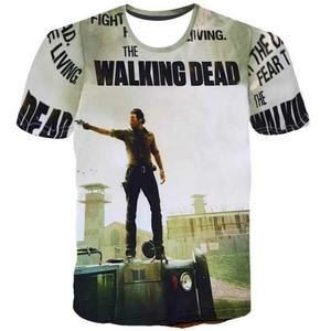 <strong>Walking</strong> <strong>Dead</strong> Plus Size Casual Knitted <strong>T</strong>-<strong>Shirt</strong> for Men Printed Rick Grimes Carl Daryl Michonne Zombies Short Sleeve O-Neck Collar - Product Image 1