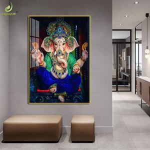 Peinture décorative indienne, tableau suspendu Bouddha, tête d'éléphant, richesse et prospérité, peinture murale en diamant de cristal, tableau suspendu pour couloir - Product Image 6