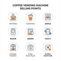 Distributeur automatique de café en libre-service V-40ST-LS, boissons chaudes et froides, 8 touches tactiles, paiement par QR, écran 15 pouces pour bureau
