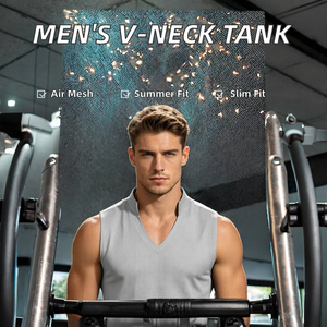 Solid V-Neck Fitness Gym Tank Tops <strong>Vest</strong> for <strong>Men</strong> 100% Cotton XL Size Casual Style <strong>String</strong> Singlet Training Shirt Knitted Weaving - Product Image 2