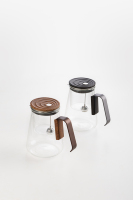 Théière en verre borosilicate magnétique personnalisable avec logo, infuseur, poignée en bois à texture unique et emballage cadeau