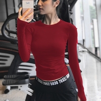 Vêtements de fitness pour femmes, haut de yoga à manches longues, à séchage rapide, tenue de sport, entraînement de basketball, couche de base pour la course à pied
