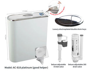 Citerne de toilettes moderne à double chasse, murale, en plastique PP écologique, finition <span class=keywords><strong>platine</strong></span>, économie d'eau, <span class=keywords><strong>réglable</strong></span> 4L-8L A&C - Product Image 2