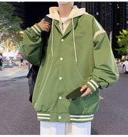 Veste de baseball à capuche d'hiver pour hommes en gros, veste de baseball personnalisée avec logo en couleur unie, veste coupe-vent de marque propre