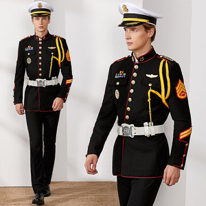 Vêtements de travail de <span class=keywords><strong>garde</strong></span> d'hôtel d'aéroport royal noir personnalisé sur mesure manteau épais de veste d'uniforme de sécurité d'hôtel pour hommes - Product Image 2