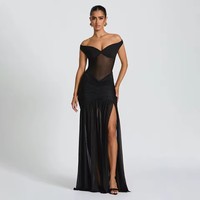 Robe longue élégante d'été pour femme King Mcgreen Star, sans manches, dos nu, fente latérale, en maille, pour soirée, anniversaire, club