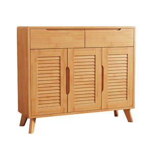 Nordic Solid Wood <b>Shoe</b> Cabinet Natural Color <b>Space</b> <b>Saving</b> Entryway <b>Storage</b> Cabinet For Home Living Room Use - Product Image 5