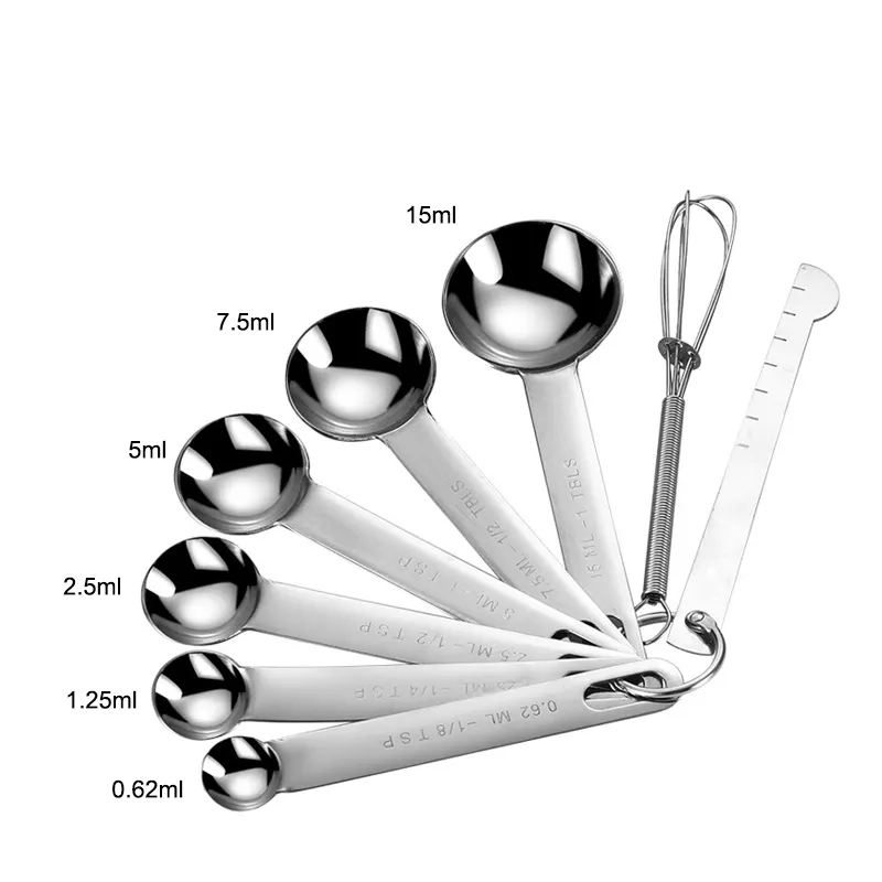 High Quality Luxury 4/6/7/8 Pcs Stainless Steel Measuring Cup Spoon Kitchen Set For Food