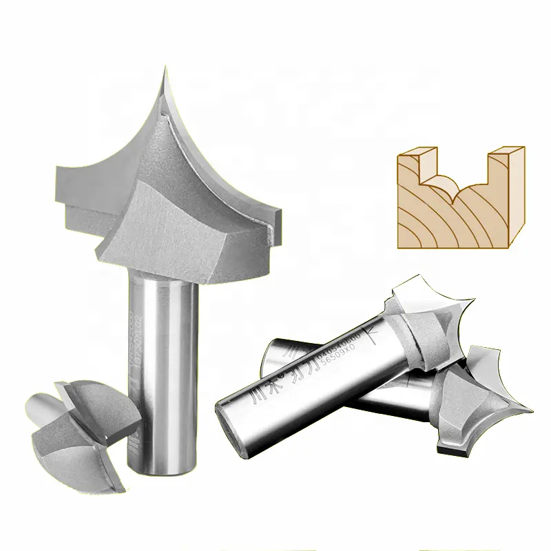 Linfeng Tools Solid Carbide Tipped Point Cutting Roundover 1/4 5/16 3/8D 1/2 inch SHK Router bit for Beadboards