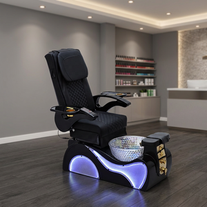 Black Pedicure Chair <b>Electric</b> <b>Reclining</b> Nail Spa Chair Adjustable Foot Bath Massage Seat 7 Color LED - Product Image 1