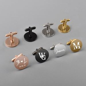 Mancuernillas Redondas de Acero Inoxidable Pulido a Espejo Personalizadas, Botones de Camisa Minimalistas para Hombre, Regalo para Padrinos de Boda o Día del Padre - Product Image 1