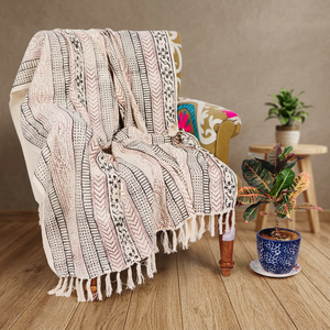 Couverture de canapé et lit en coton lyocell de haute qualité, faite à la main, imprimée, douce, confortable et légère pour l'hiver - Product Image 3