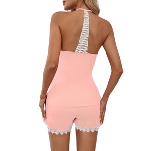 Conjunto de Dos Piezas de Moda para Mujer: Chaleco y Pantalones Cortos de Flores Tejidos a Mano, Ropa Casual para el Hogar y Pijamas - Product Image 6