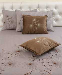 <b>Crown</b> Embroidered <b>King</b> Size Bedsheet Set 90x100 Inch with 2Quilted Embroidery Pillow Covers and 2Holland Embroidered Cushion cov - Product Image 5