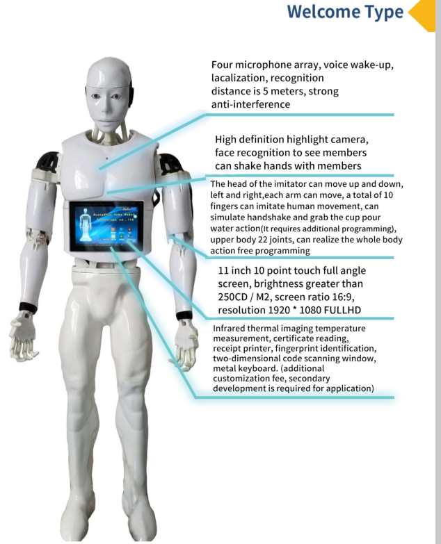 A smart humanoid service robot that can move hands, fingers, arms, and heads