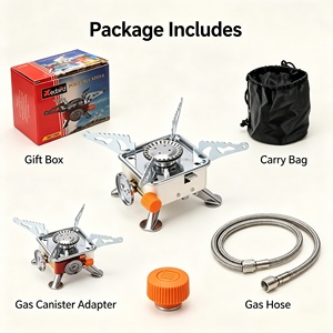 Hafif Katlanabilir Açık Hava Kamp Gaz Sobası Paslanmaz Çelik Taşınabilir Sırt Çantası Pişirme Sobası Yürüyüş Piknik Yolculuğu için - Product Image 3