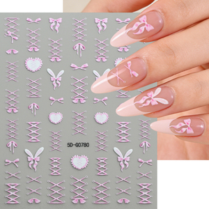 1 unidad de pegatinas de plástico para <span class=keywords><strong>uñas</strong></span> con lazo francés, diseño de amor 5D, sin BPA, decoraciones adhesivas de conejo y gato, calcomanías para manicura - Product Image 6